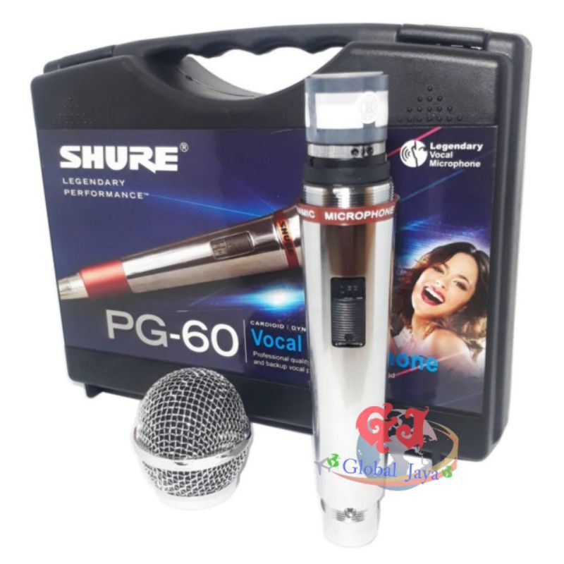 mic shure pg60 + koper free kabel mic kabel shure pg 60 mic kabel microphone mic vocal shure