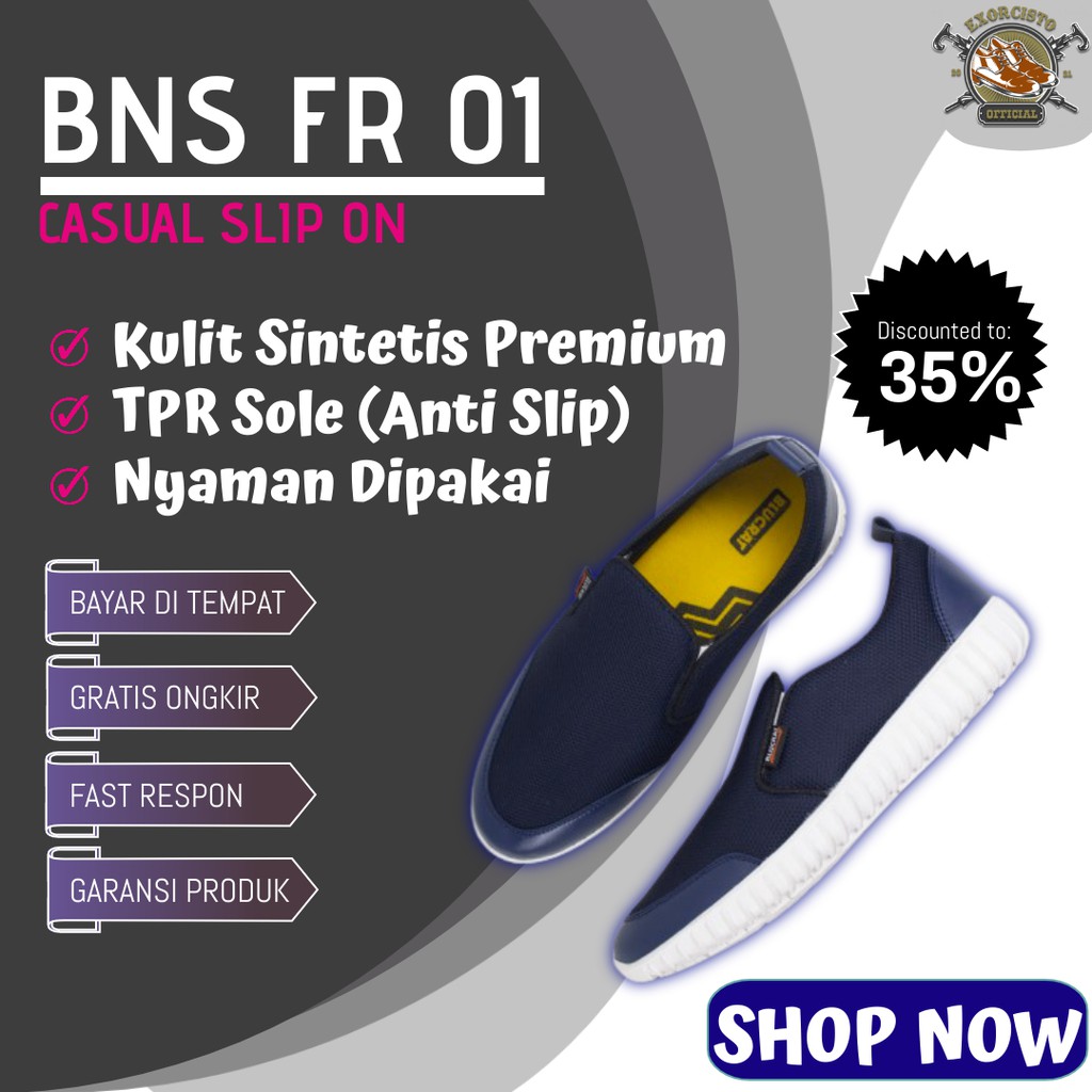 SEPATU SLIP ON KASUAL CASUAL FORMAL PRIA WANITA/SEKOLAH/KULIAH/KERJA BNS FR01
