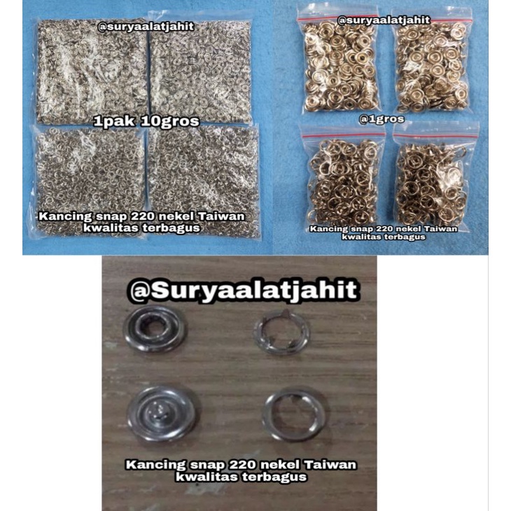 Kancing jepret T220 Nekel Taiwan terbagus @1gros rp.115.000/144pcs
