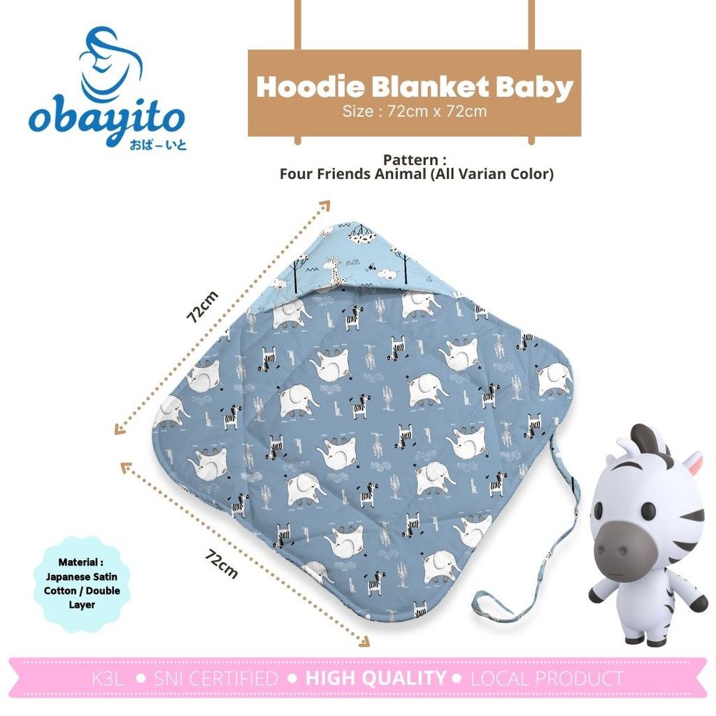 Obayito Selimut Topi Bayi Double Layer OB-035 / Obytobi Selimut Topi OB-035B / Selimut Bayi