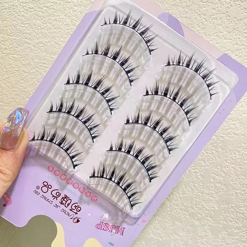 F85 - 5PASANG FAIRY LASHES - DOUYIN MAKEUP Pairs Bushy Little Devil False Eyelashes Natural Simulation Curling Cos Comic Eye Lashes Makeup Beauty  Tool