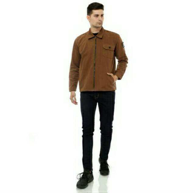 Jaket Semi Parka Zip Coklat Camel