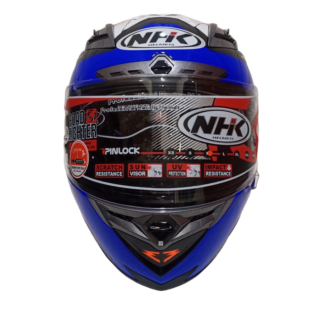 HELM NHK RX9 RACER X NINE RAVEN BLACK BLUE ORANGE DOUBLE VISOR FULL FACE ORIGINAL SNI