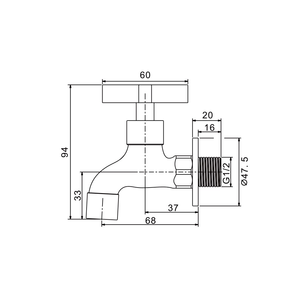 Kran Air Short Wall Tap Merk FRAP Type IF6130 ukuran 1/2 inch