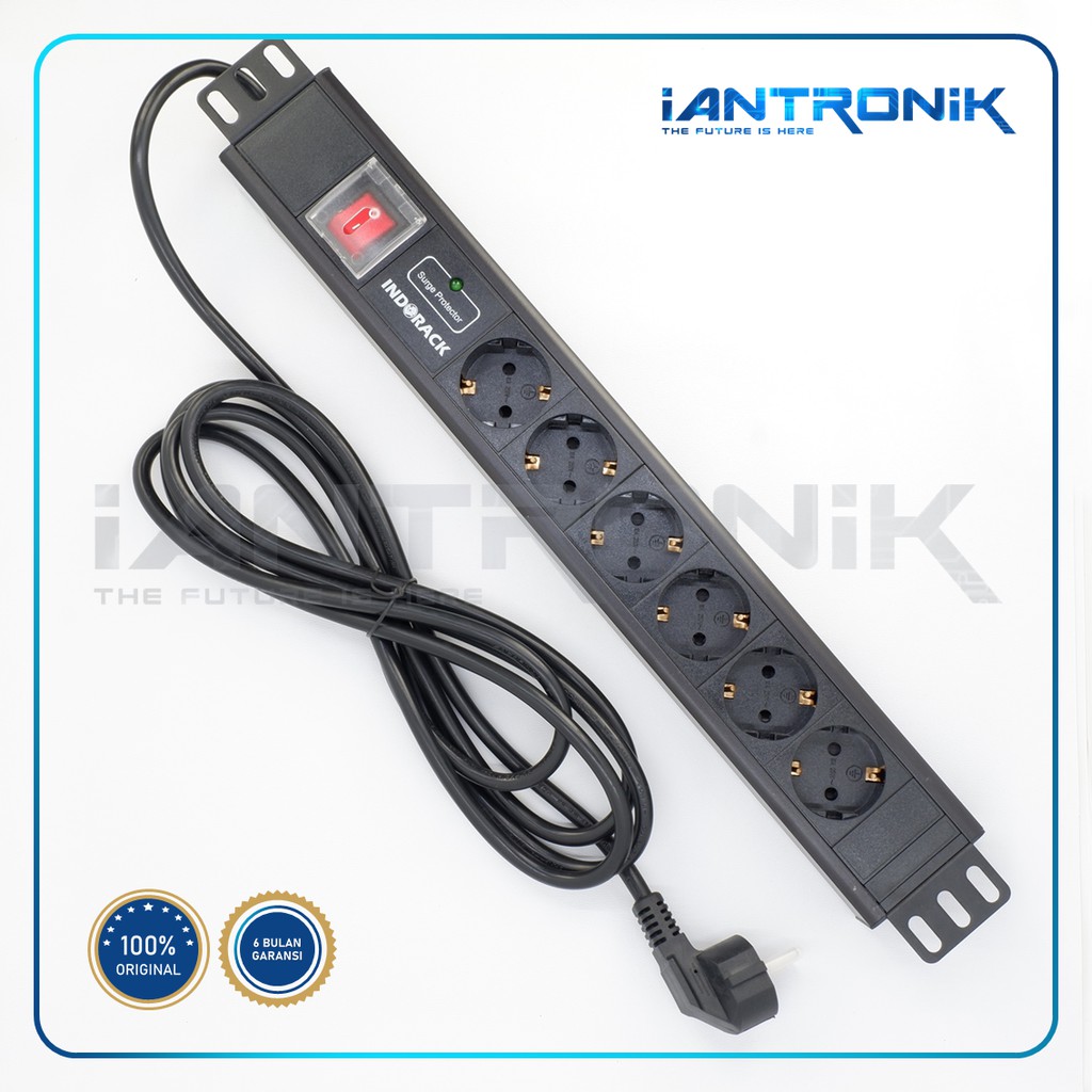 STOP KONTAK INDORACK PDU6G - PDU 6G 6 colokan (GERMANY) ANTI PETIR