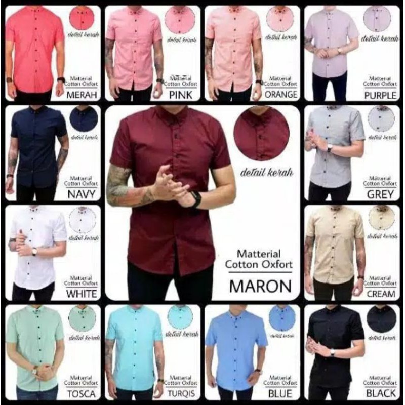 Hem polos lengan pendek brand distro pria dewasa hem cowok matt oxford dan puplin