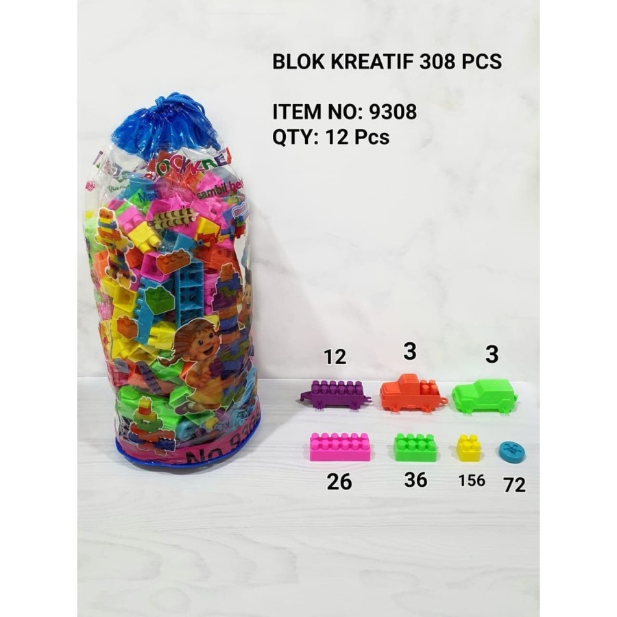 Blok Kreatif isi 308pcs Puzzle Susun / LEGO / Mainan Edukasi M158-308