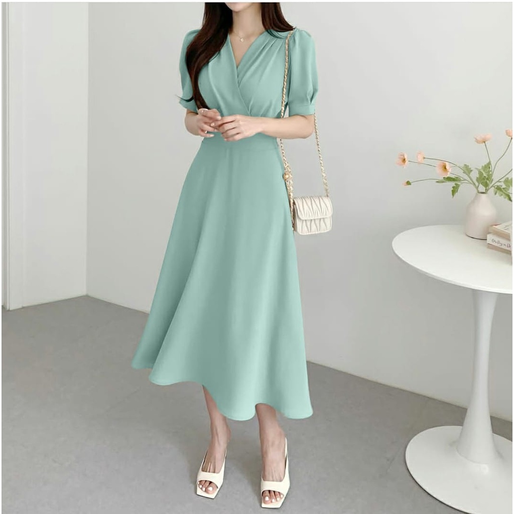 AS FASHION-COD-BAJU MIDI DRES WANITA CASUAL TERBARU-DRES MURAH-DRES NATAL