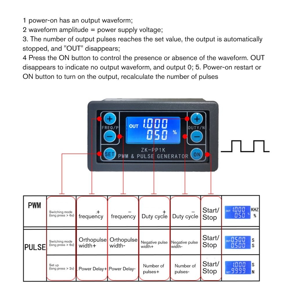 PWM Signal Pulse Generator Dual Mode 1Channel 150KHz LCD ZK-PP1K ZKPP1K