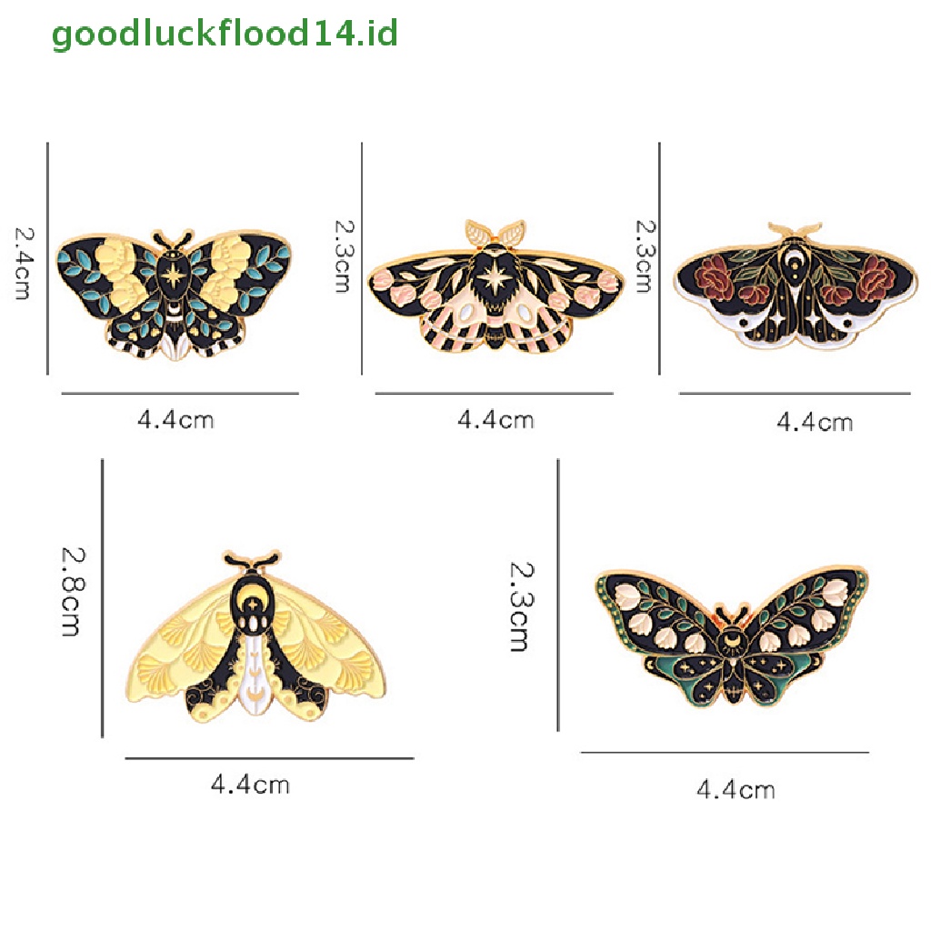 Bros Pin Enamel Bentuk Kartun Serangga Butterfly Moth Gaya Retro Untuk Hadiah