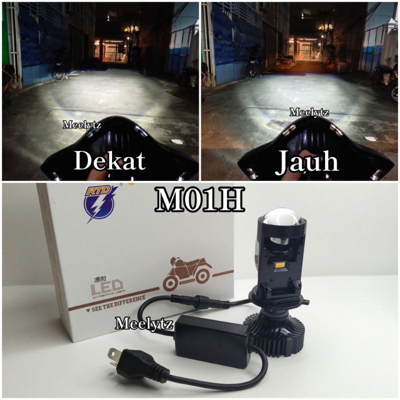 Lampu utama LED RTD M01H mini projector H4 cut off motor mobil