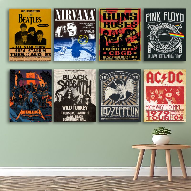 Poster kayu the beatles band - Hiasan dinding - poster the beatles - poster nirvana acdc metallica