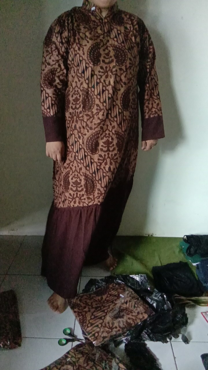 Batik Couple Keluarga Sania Ruffle Ori Ndoro Jowi Dnt Motif Rampel Coklat