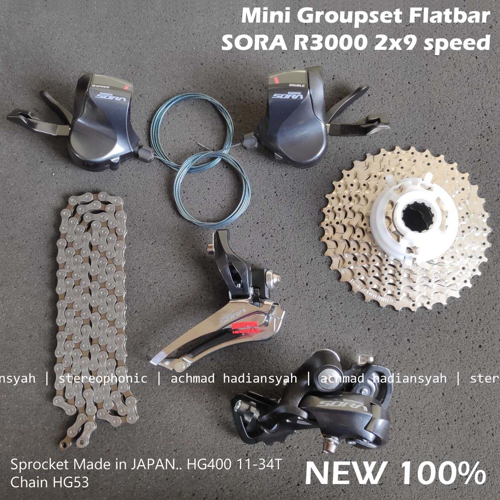 NEW cocok untuk seli Folding Bike 16 20 22 inch Flatbar Mini Groupset SHIMANO SORA R3000 2x9 speed