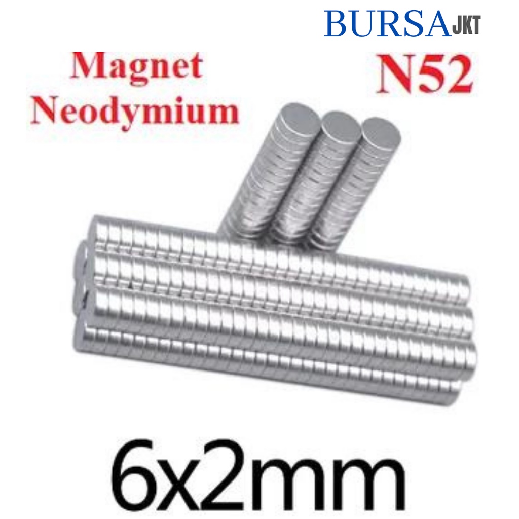 MAGNET SUPER KUAT N52 NEODYMIUM N52 BULAT STRONG NdFeB 6 x 2 MM