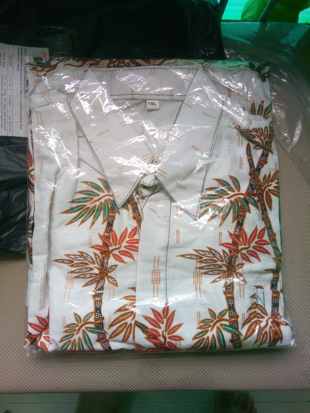 Hem Kemeja Batik Pendek Motif Bambuputih Baju Distro Murah M-10xl Reguler Super Jumbo Seragam Kantor