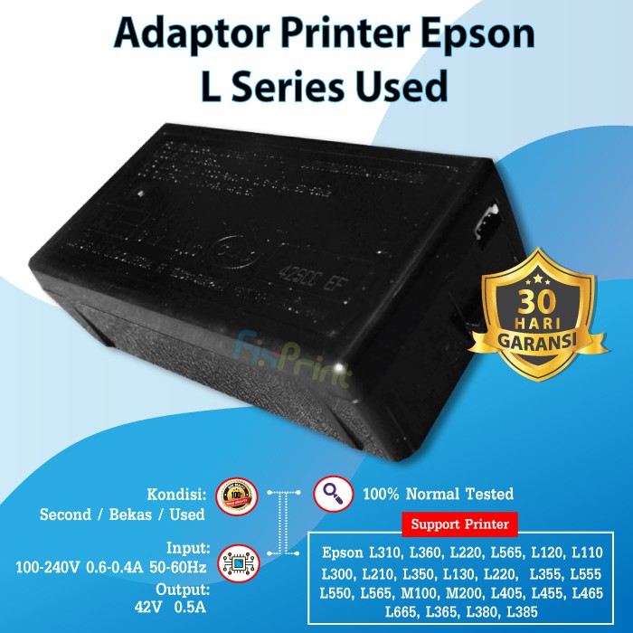 Adaptor Power Supply Printer Epson L110 L120 L121 L210 L220 L300 L310 L350 L355 L360 L365 L380 L385 L405 L485 L550 L555 L565