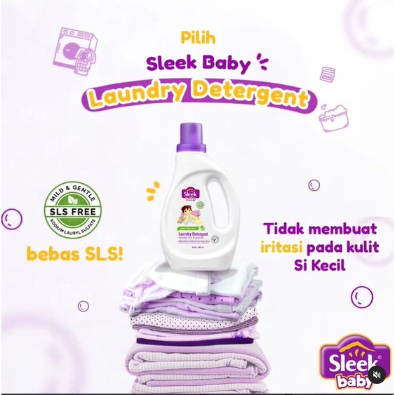 BPOM SLEEK BABY LAUNDRY DETERGENT CAIR 4 LITER / DETERJEN PAKAIAN BAYI SLEEK / SYE