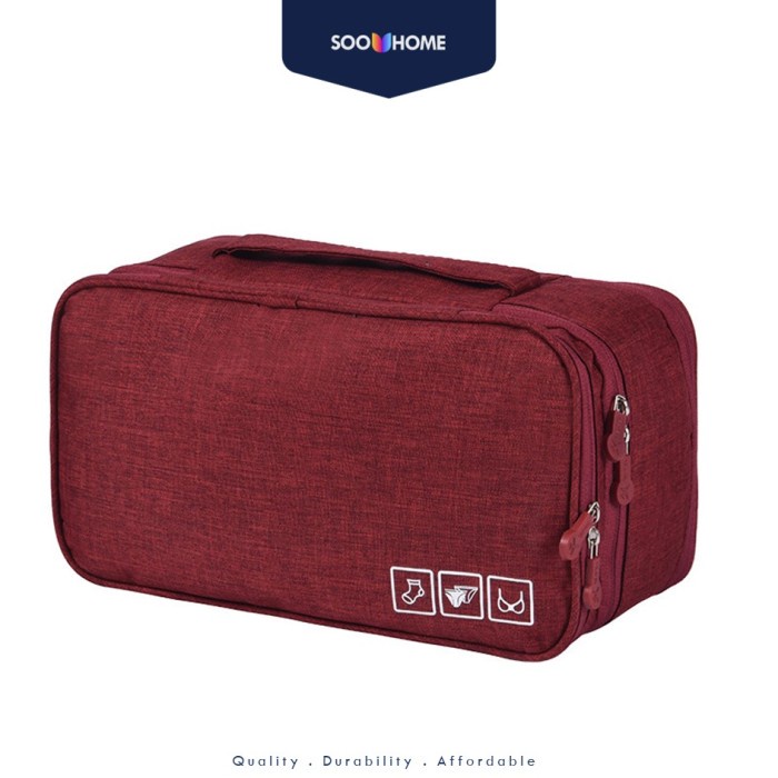Tas Duffel Organizer Underwear Travel Bag Pouch Pakaian Dalam Bra Socks Premium Organizer - Merah (N