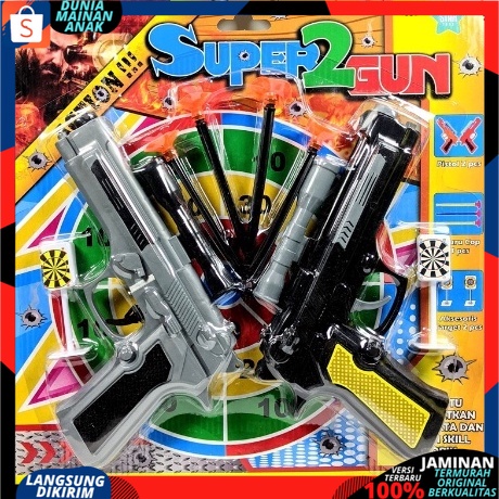 Mainan Anak Laki Laki Tembak Tembakan Pistol Ketapel Super Gun Set ISI 2 PC SUPER 2 GUN ST 2424