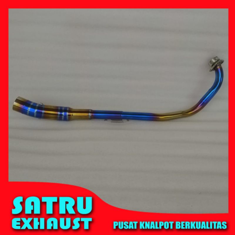 Pipa leheran knalpot bluegold Jupiter Mx 135 old full stainless Mx lama 135