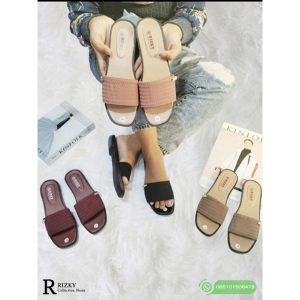 Sandal Slop Wanita terbaru/Sandal slop teplek