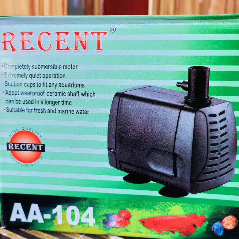 RECENT AA 104 Pompa Filter Aquarium Aquascape Hidroponik Low Watt Water Pump Power Head