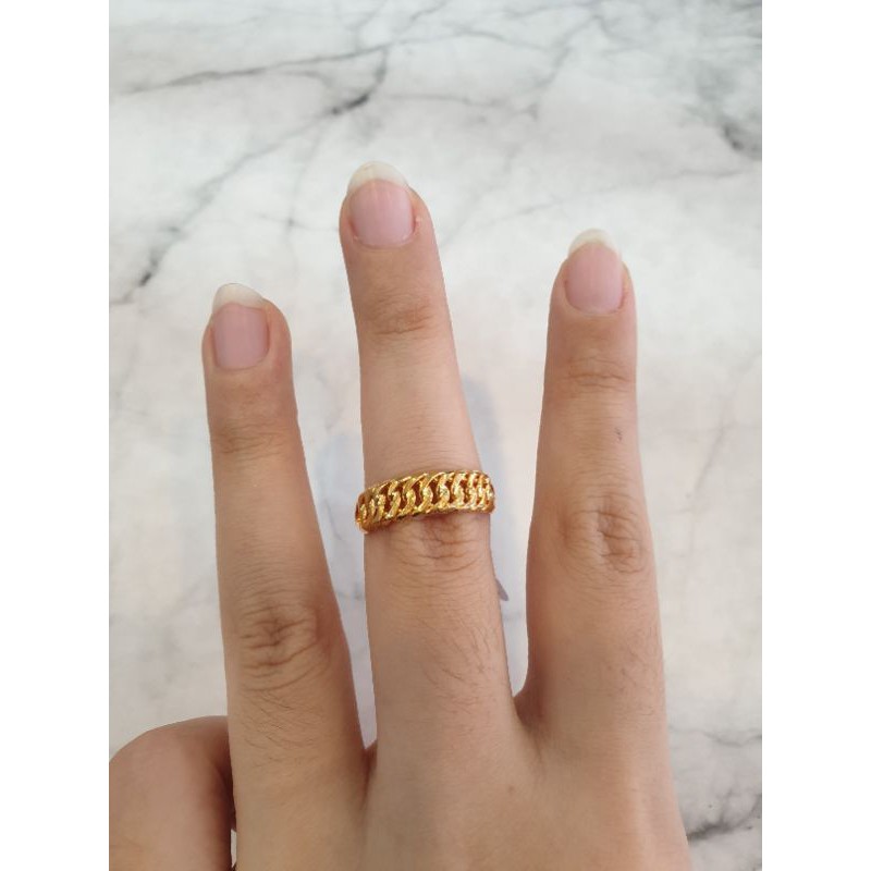 cincin emas rantai padat emas asli kadar 300