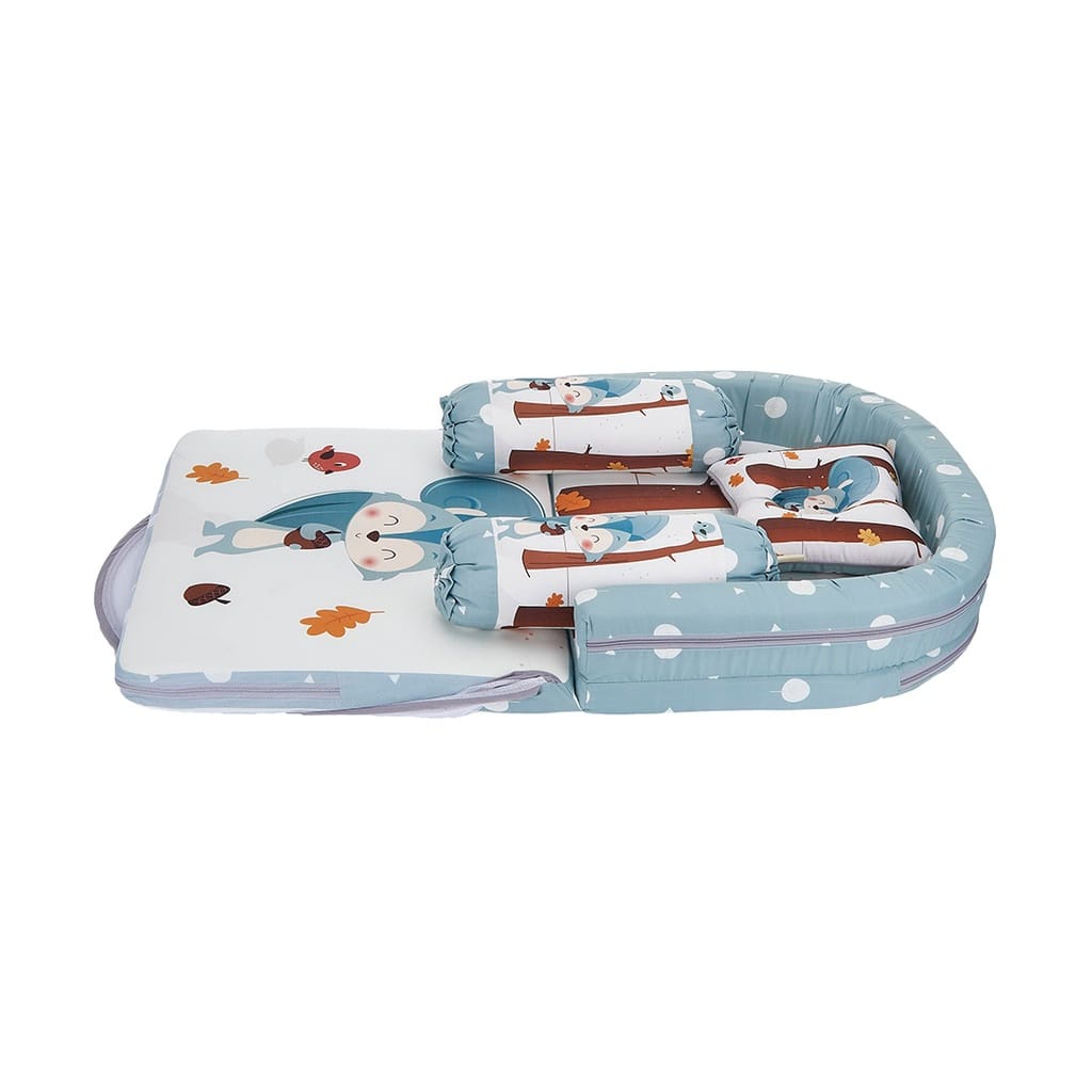 [2 Kg] Vee &amp; Mee Kasur Bayi Lipat Bumper Anti Bakteri + Kelambu Squirrel Series -  VMK 1030