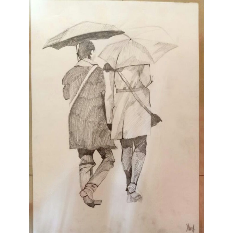 

sosok dalam gambar pensil hujan