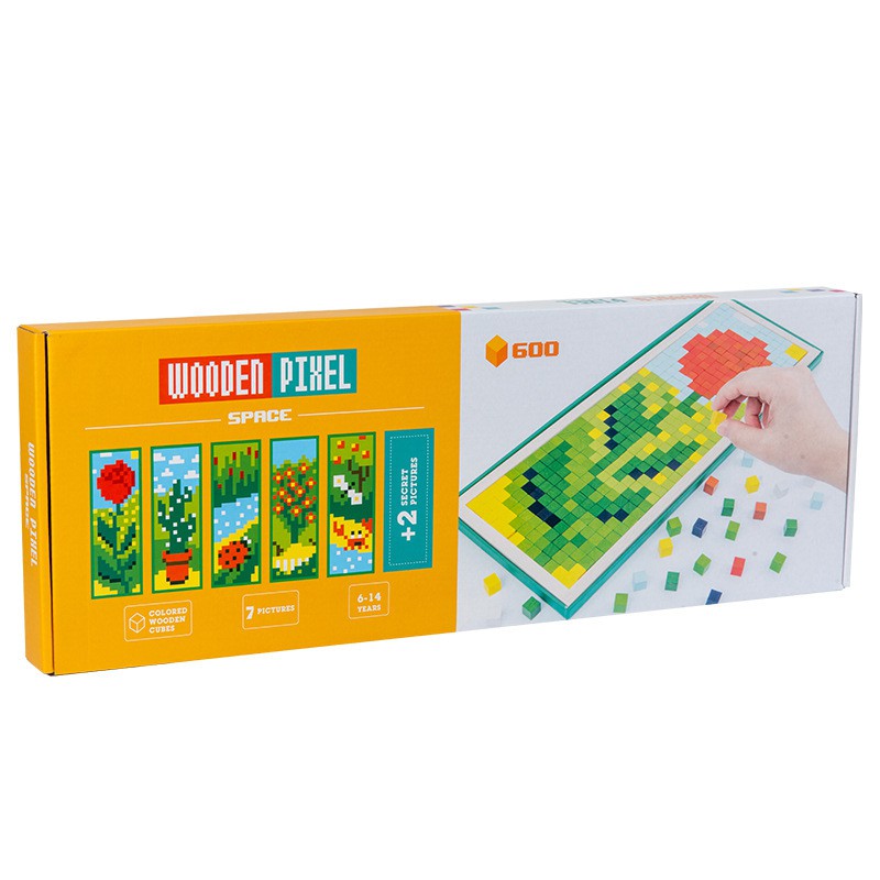 Subarashi - MAINAN EDUKASI WODDEN PIXEL SPACE / WODDEN CUBES JIGSAW