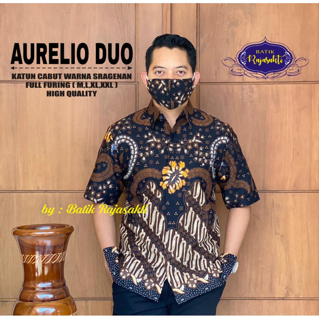 AURELIO TWO RAJASAKTI KEMEJA BATIK SOLO PRIA LENGAN PENDEK LAPIS FURING ATASAN BATIK PREMIUM MODERN KATUN HALUS BAHUWIRYA  BANAMITRA BANAMITRA PUTIH BANGSAWAN BAYU PUTRA BERLIAN BIRU BHARATAYUDA BIMASENA BIRENDRA BIRU INDAH BRAHMAKERTA BRAHMAKERTA MERAH