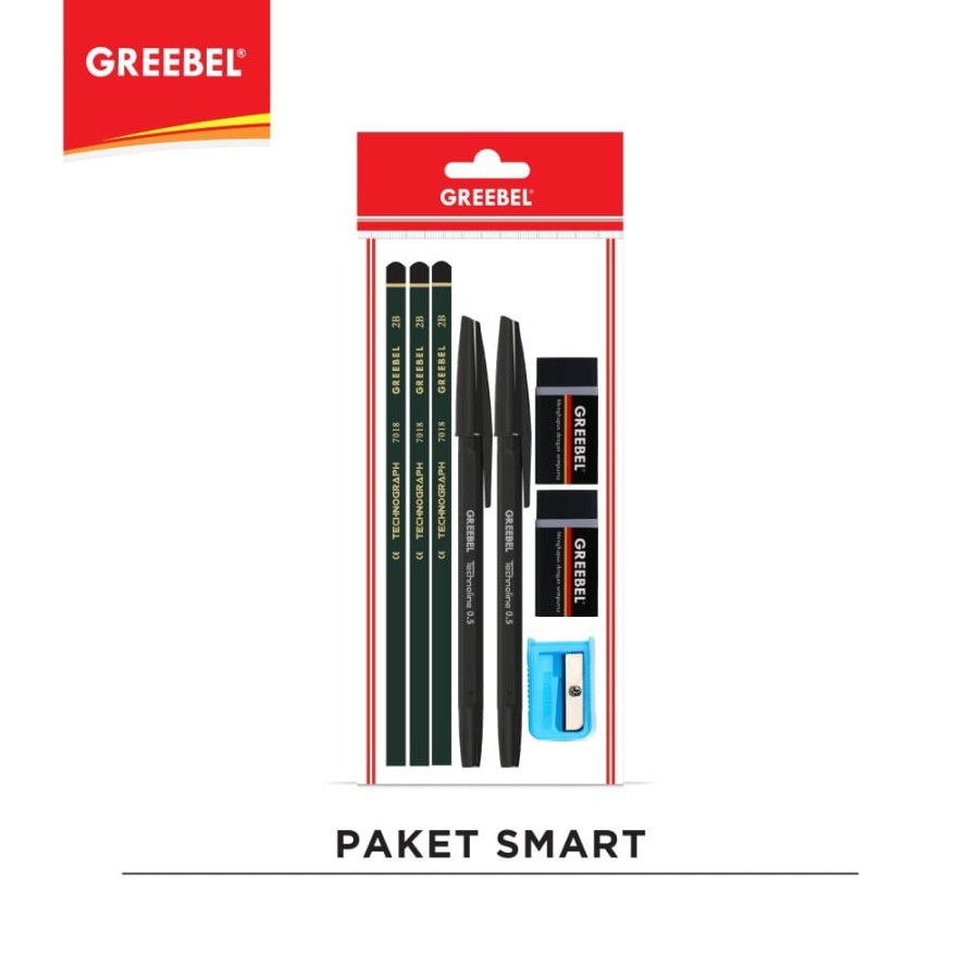 

Greebel Paket Smart Pensil 2B + Pulpen + Penghapus + Rautan