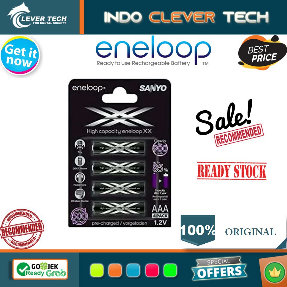 Sanyo Eneloop XX AAA 900mAh Rechargeable Baterai Isi 4 Pcs