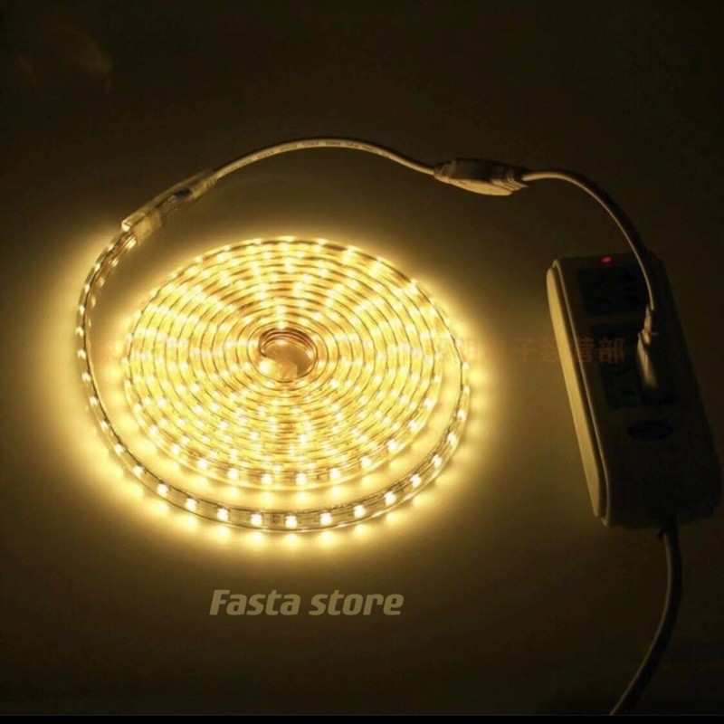 PAKET LAMPU LED STRIP SELANG 5050 SMD AC 220V OUTDOOR INDOOR 1M - 5M LENGKAP TINGGAL COLOK