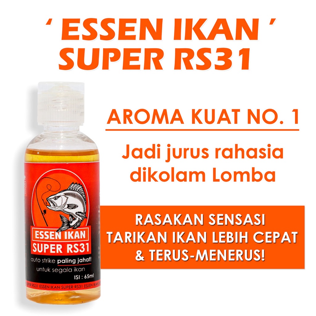 RS31 Essen Ikan Super - Essence Pancing Aroma Gurih &amp; Amis Untuk Babon Ikan Mas, Lele, Tombro, Bawal, Nila, Bandeng, Patin, Belanak, Belut, Sidat, Baramundi, Kakap Paling Gacor. Essen Jahat Untuk Galapung, Galatama Indukan.