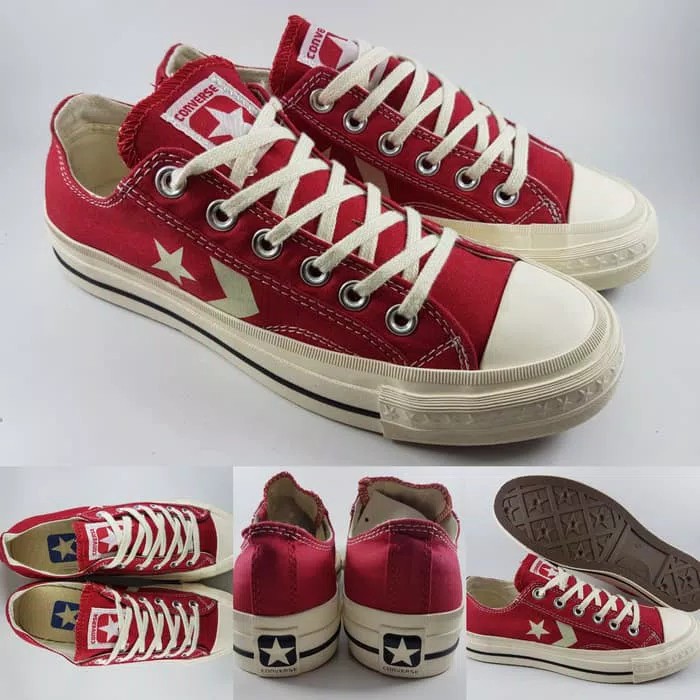 Sepatu Kets Converse 1970s One Star Canvas Low Red Maroon Merah