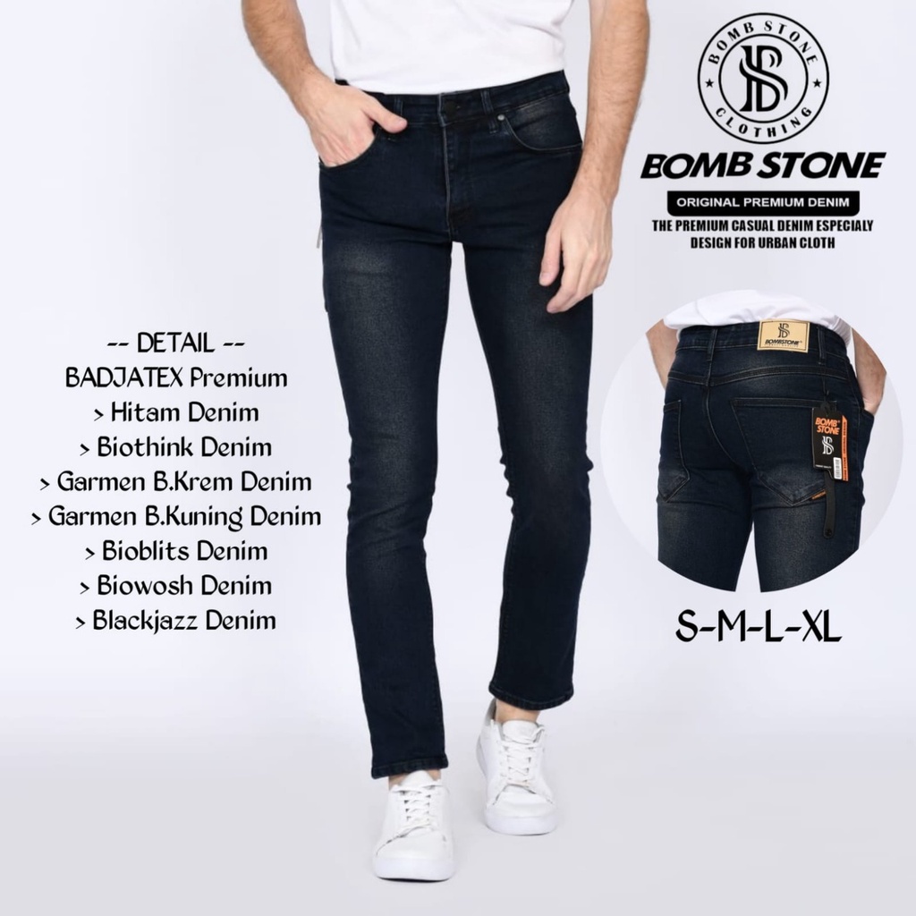 Celana Jeans Panjang Pria Slimfit Terbaru 2022 Bahan Denim Stretch Warna Bio wosh