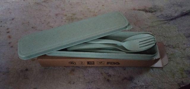 Straw Wheat Tableware Set Travel | Sendok Garpu Sumpit Makan