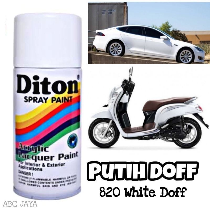 Diton White Doff 820 Putih Dof 300ml Cat Semprot Pilok Pylox Pilox Dop Matt Matte Flat Kendaraan Mot