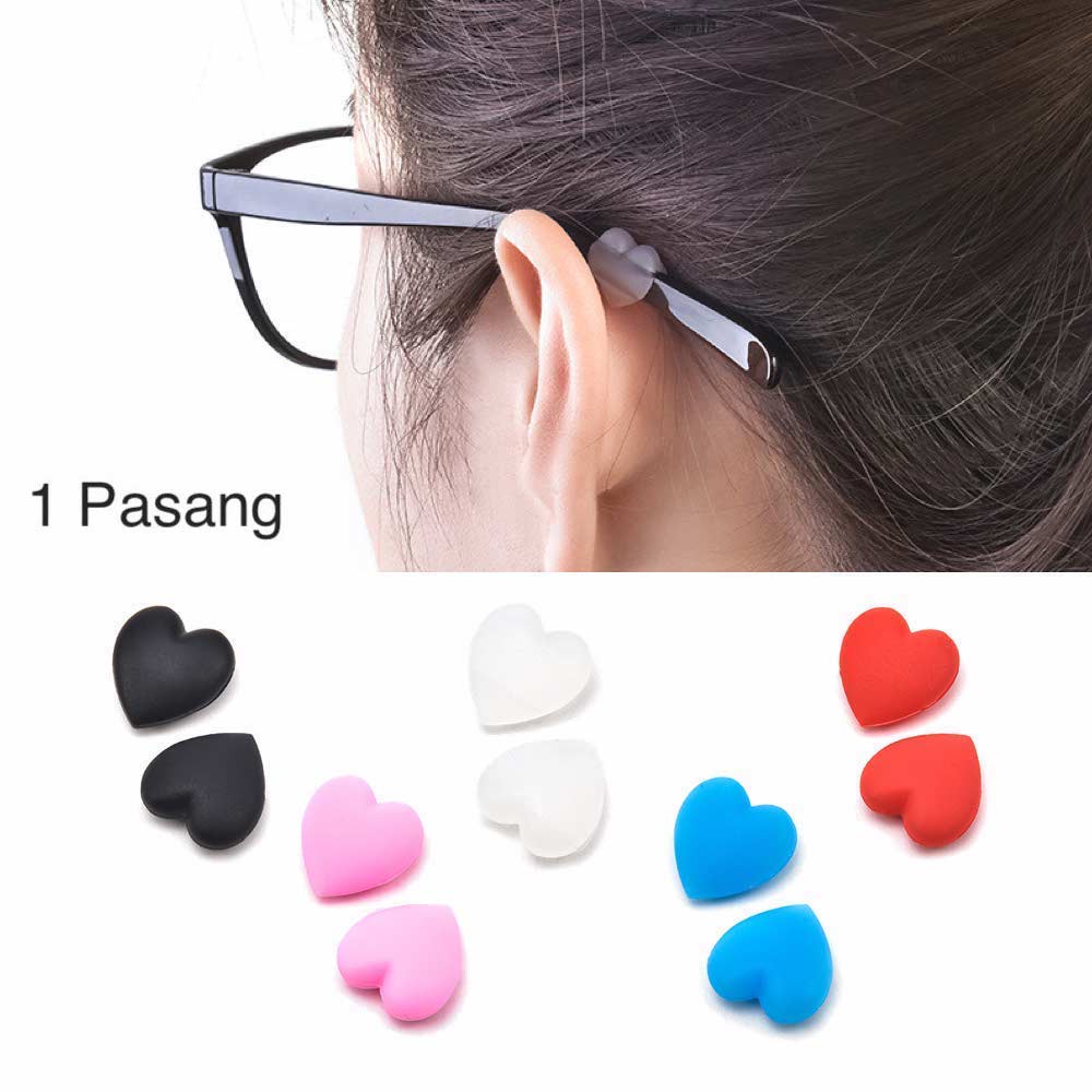 1 Pasang [ Biru Muda ] Pengait Kacamata Silikon - Anti Slip - Earhook Silicone - Penahan Hijab Style - KP8069