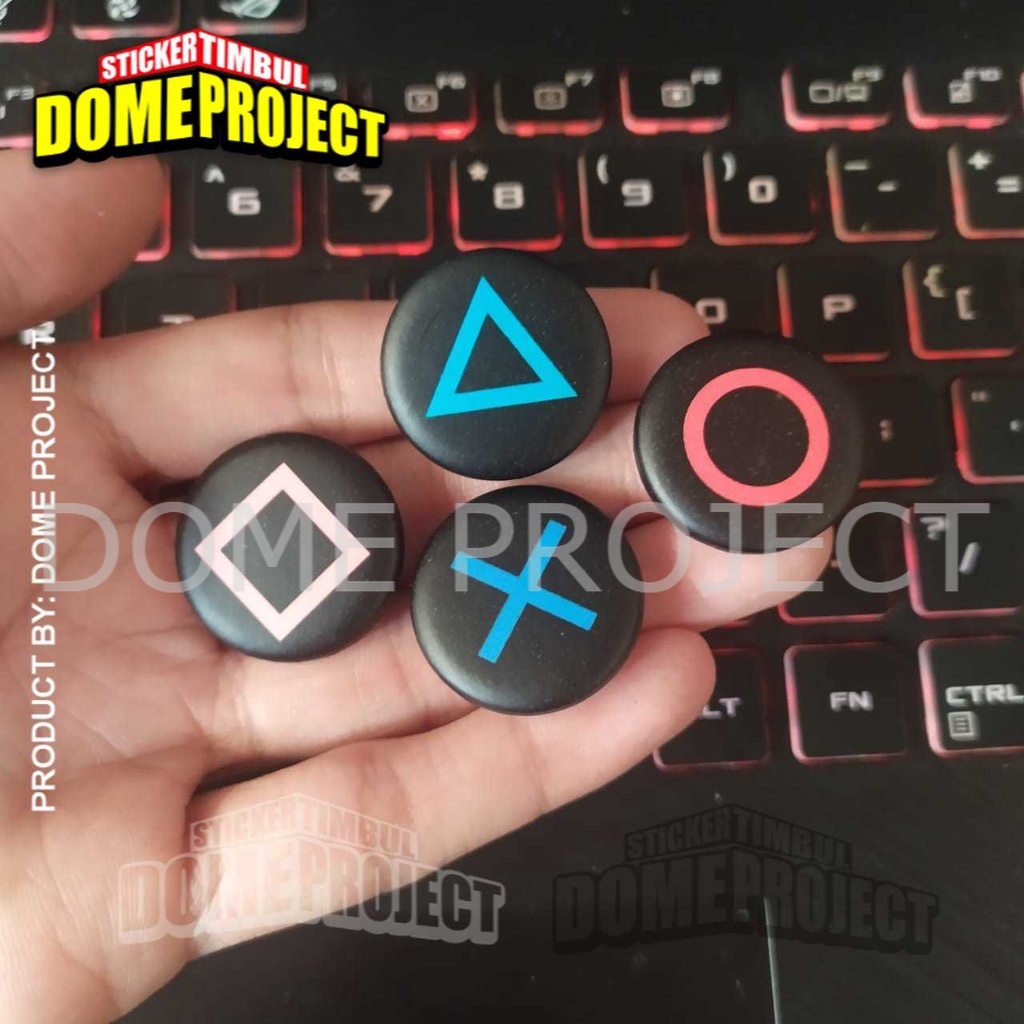 PLAYSTATION BUTTON 1SET ISI 4PCS PIN PENITI 25MM BUTTON PIN AKSESORIES ROMPI AKSESORIES TAS