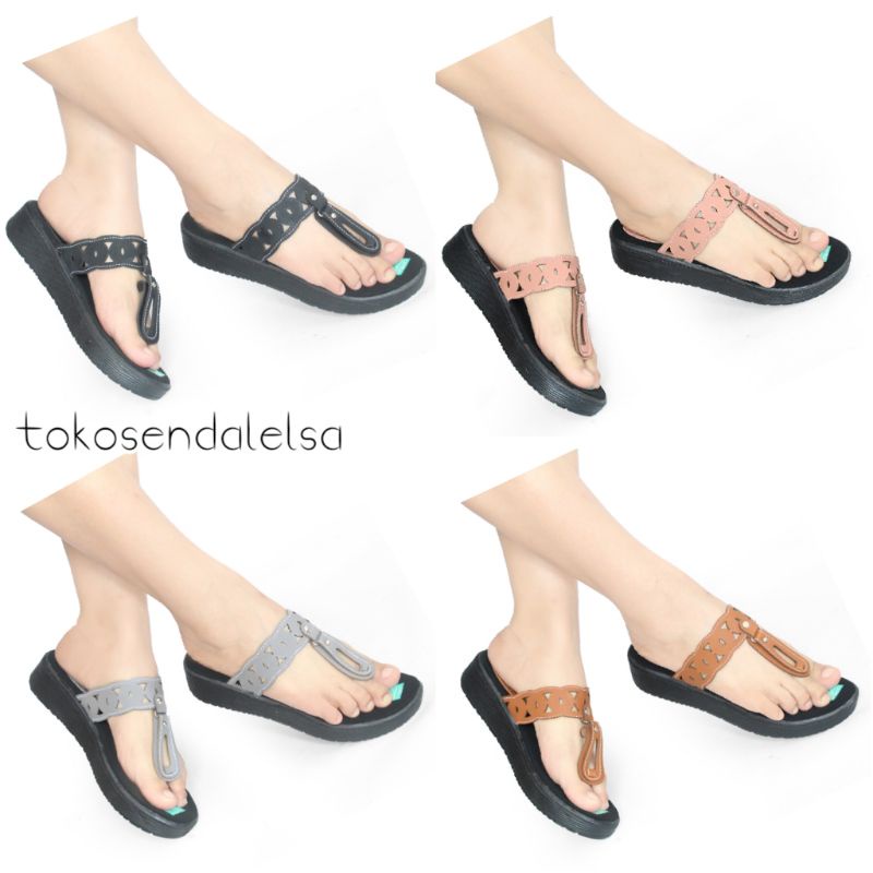 Sandal Jepit Wedges Wanita Murah Sendal Casual Kekinian Cs14