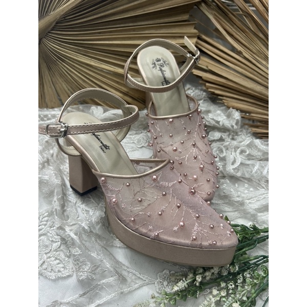 sepatu wedding wanita purri rosegold 9cm tahu