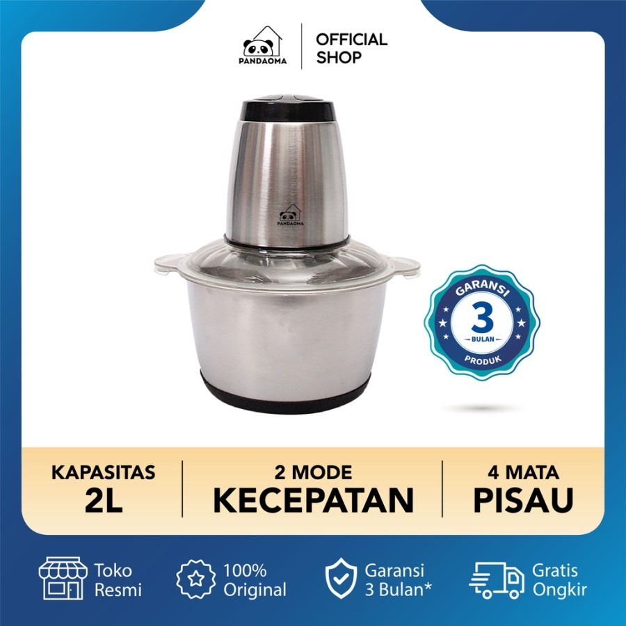 Pandaoma Food Chopper Blender Daging Mesin Penggiling Daging Sayur 2L