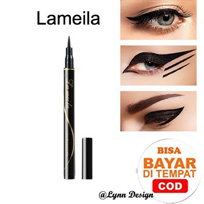 Lameila Eye Liner Anti Air / Keringat Warna Hitam 10ml