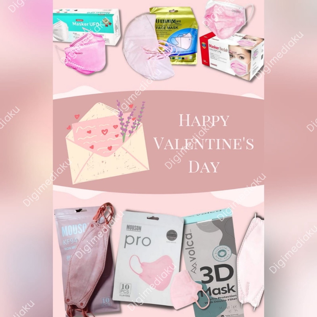 Masker Valentine Masker Pink KF94 Mouson KF94 Utama KF94 Model Pokana Model UFO Onemed