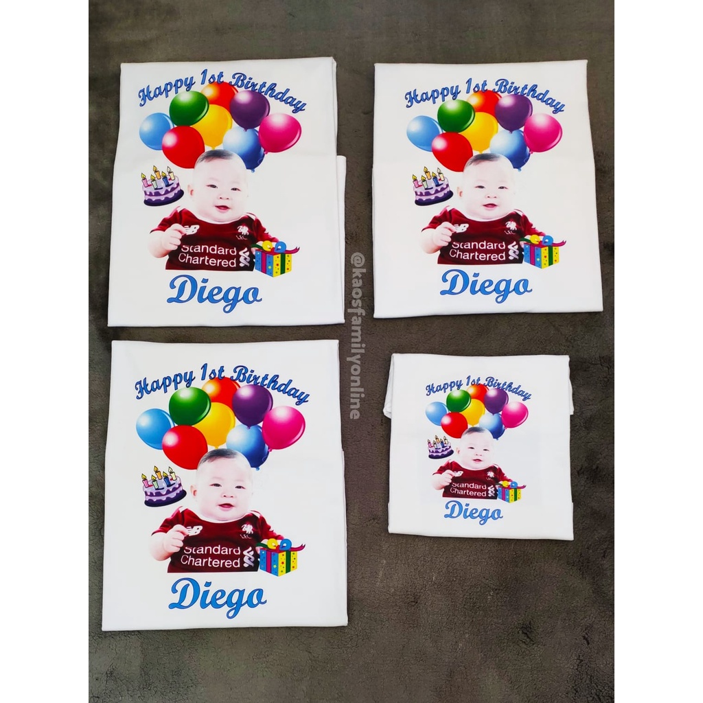 Kaos Ulang Tahun Keluarga Foto Family Couple / Kaos Request FREE Nama Tulisan Custom / Kaos Ultah Ke