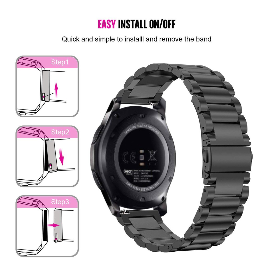 3 Pointer Metal Strap Stainless Steel for Samsung Galaxy Watch 46mm