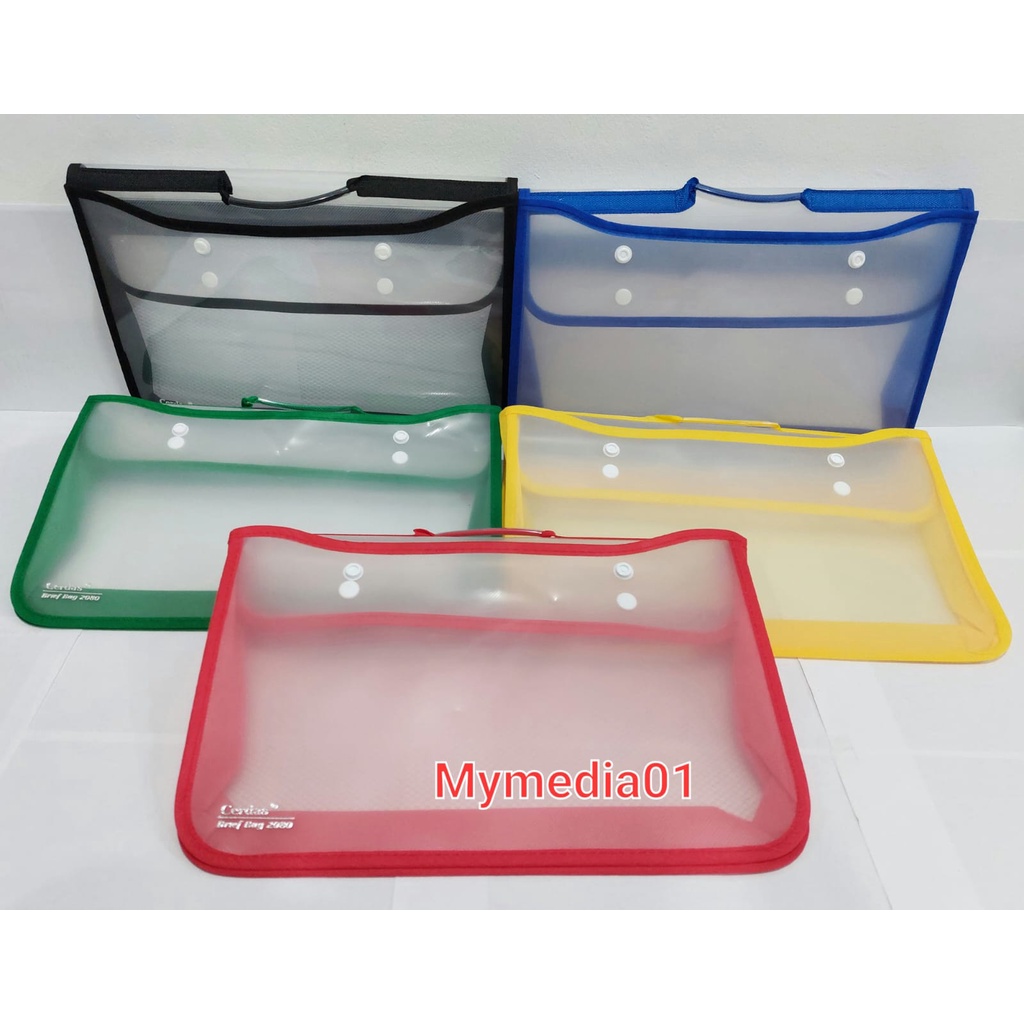 

School Bag Transparan/Tas Dokumen Plastik Kancing/Map Zipper Kancing